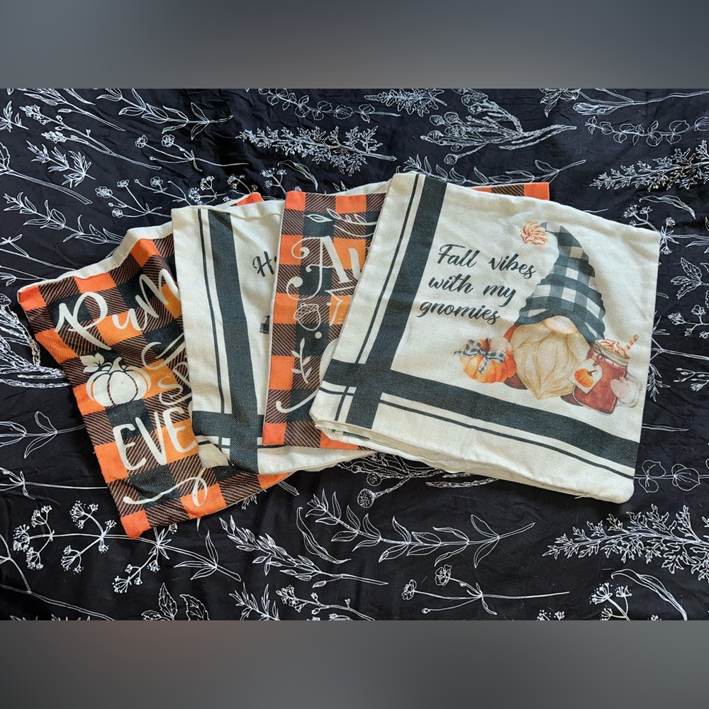 Fall Vibes Gnome Plaid Throw Pillow Covers